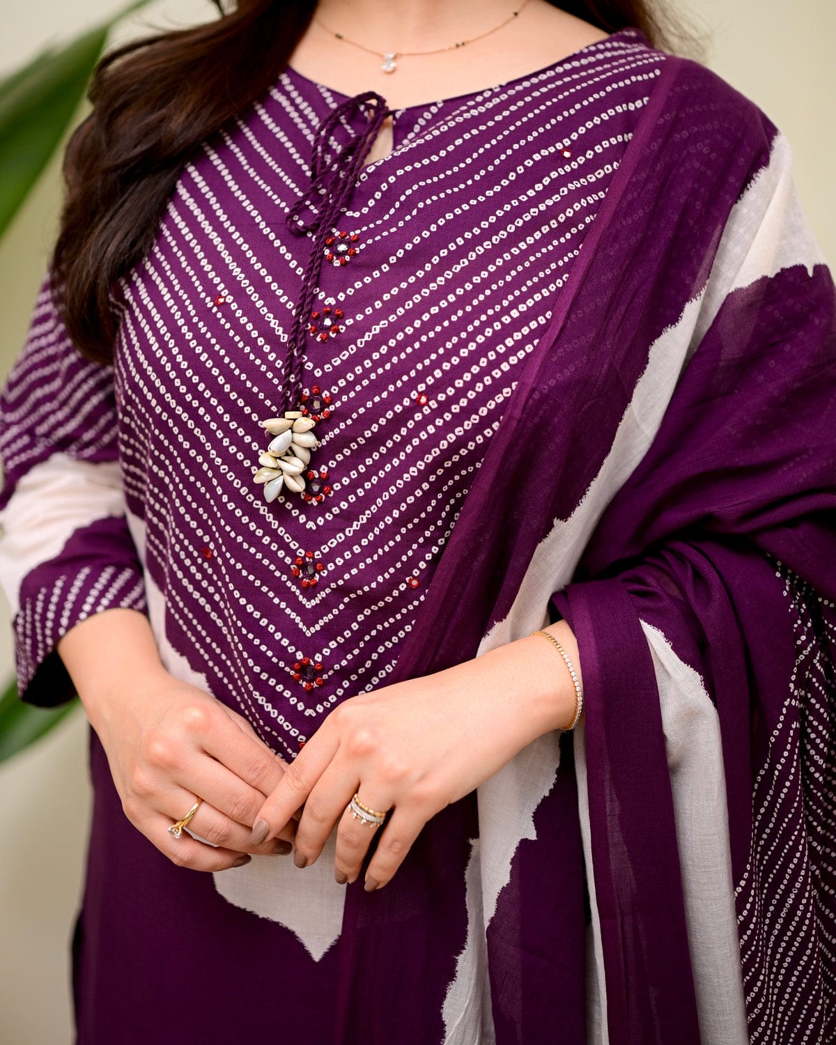 Royal Plum Chevron Printed Kurta Set with Dupatta