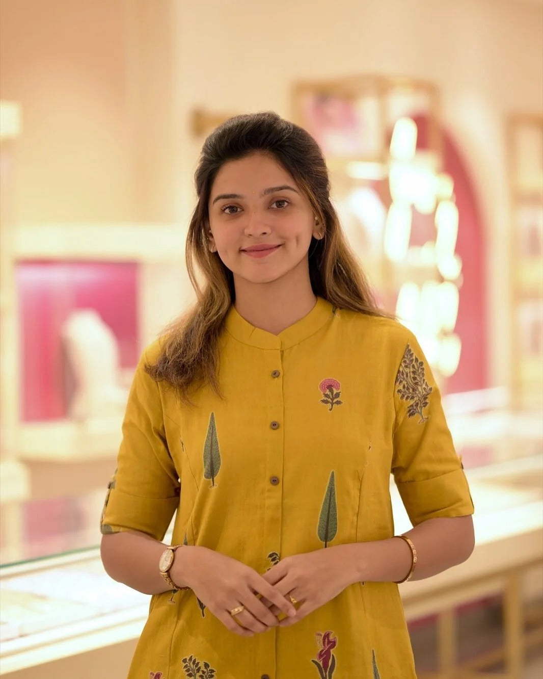 Sunlit Mustard Handblock Printed Kurta Pant Set